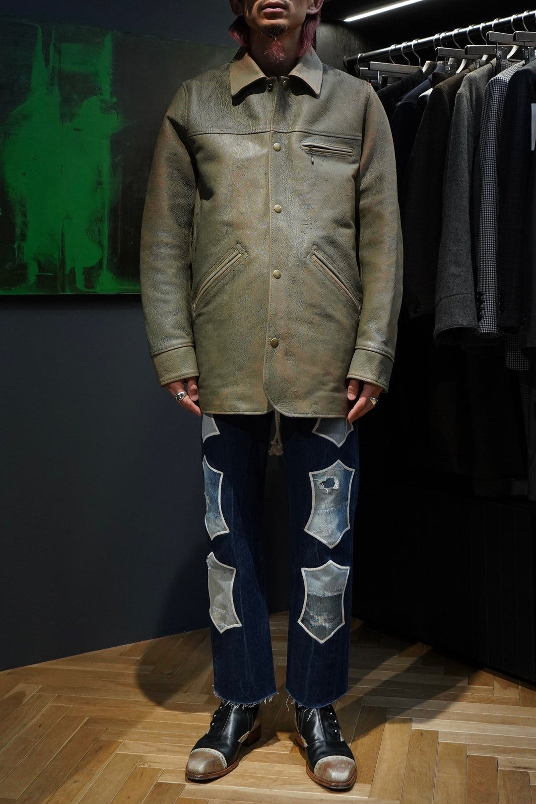 SUGARHILL(シュガーヒル)のGILL LEATHER CAR COAT(GREEN GILL