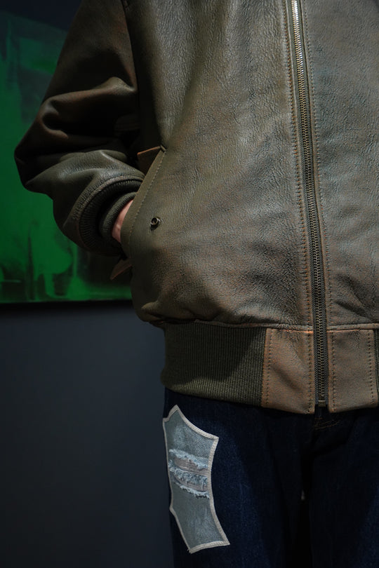 Sugarhill's GILL LEATHER MA-1 (GREEN GILL) (Jacket) (Leather