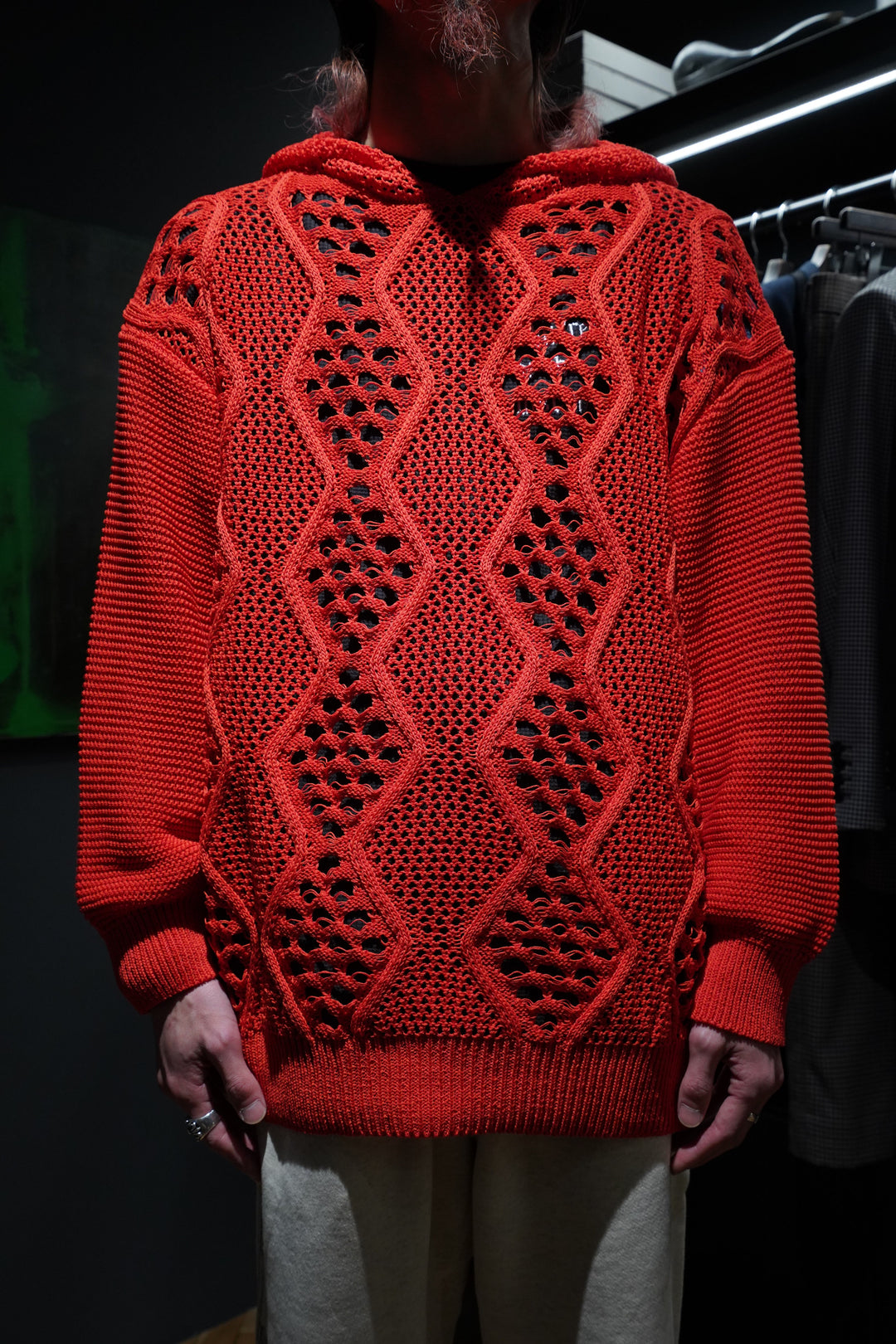 【Children of the discordance】 MESH KNIT CHILDREN OF THE DISCORDANCE MESH KNIT HOODIE (RED